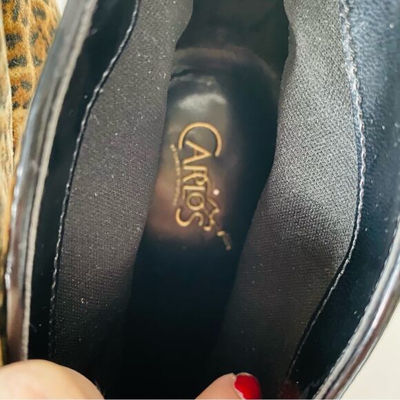 CARLOS SANTANA Black Animal Leopard Print Stiletto Heel Ankle Boot Booties 9.5 - Picture 7 of 11